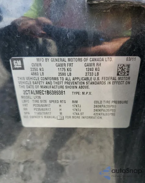 2011 GMC Terrain Sle from USA, damaged, VIN 2CTALMEC1B6389381